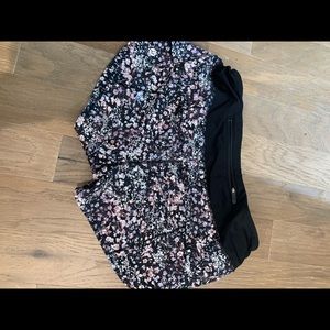 Flower patterned lululemon speed up shorts